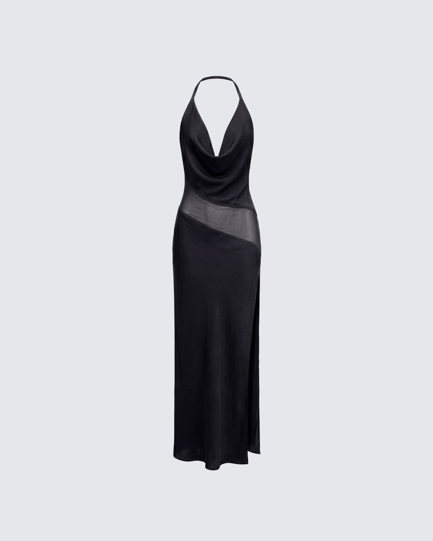 Daryl Black Matt Satin & Georgette Maxi Dress product front