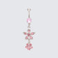 Dasha Pink Flower Dangle Belly Bar product front