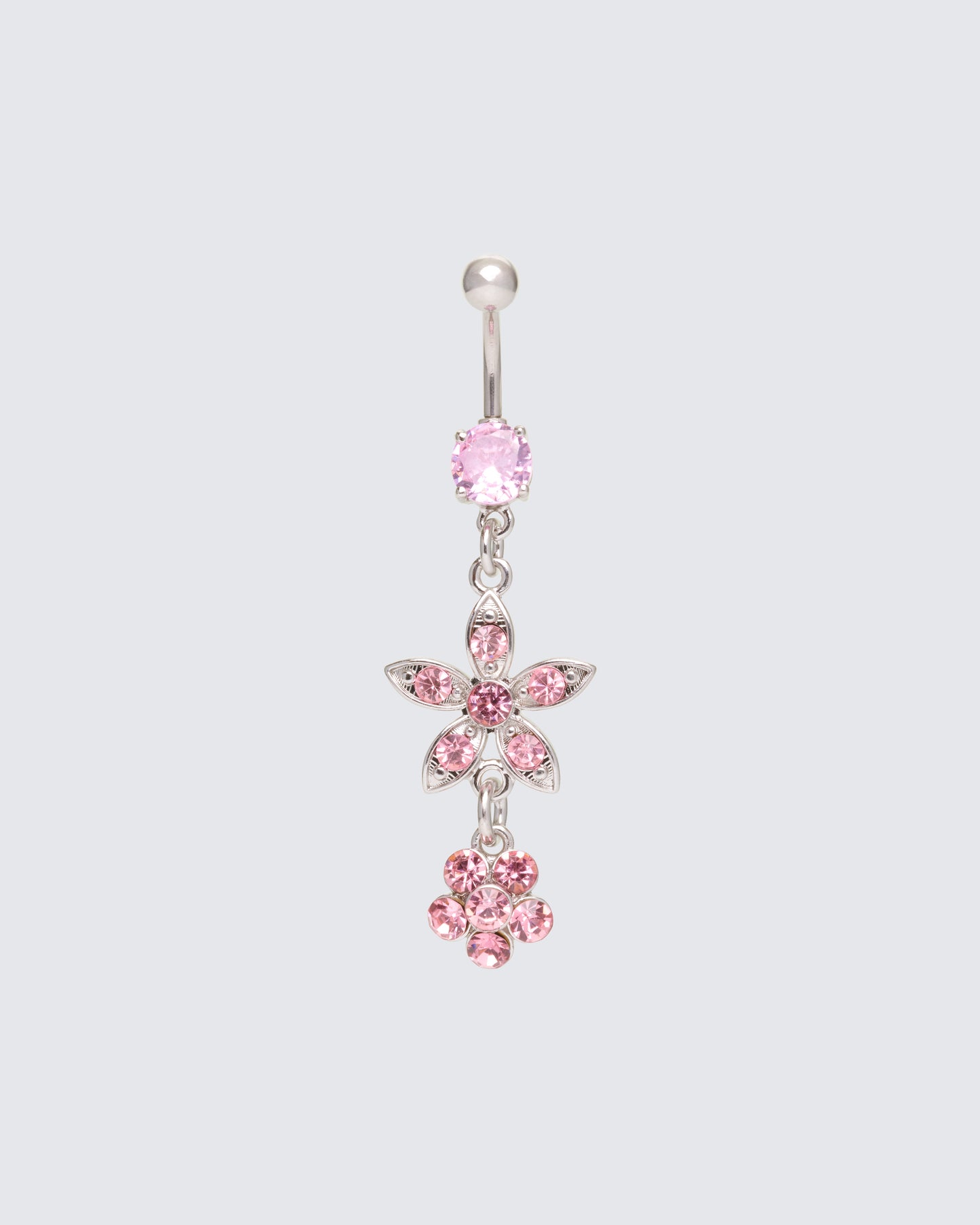 Dasha Pink Flower Dangle Belly Bar product front