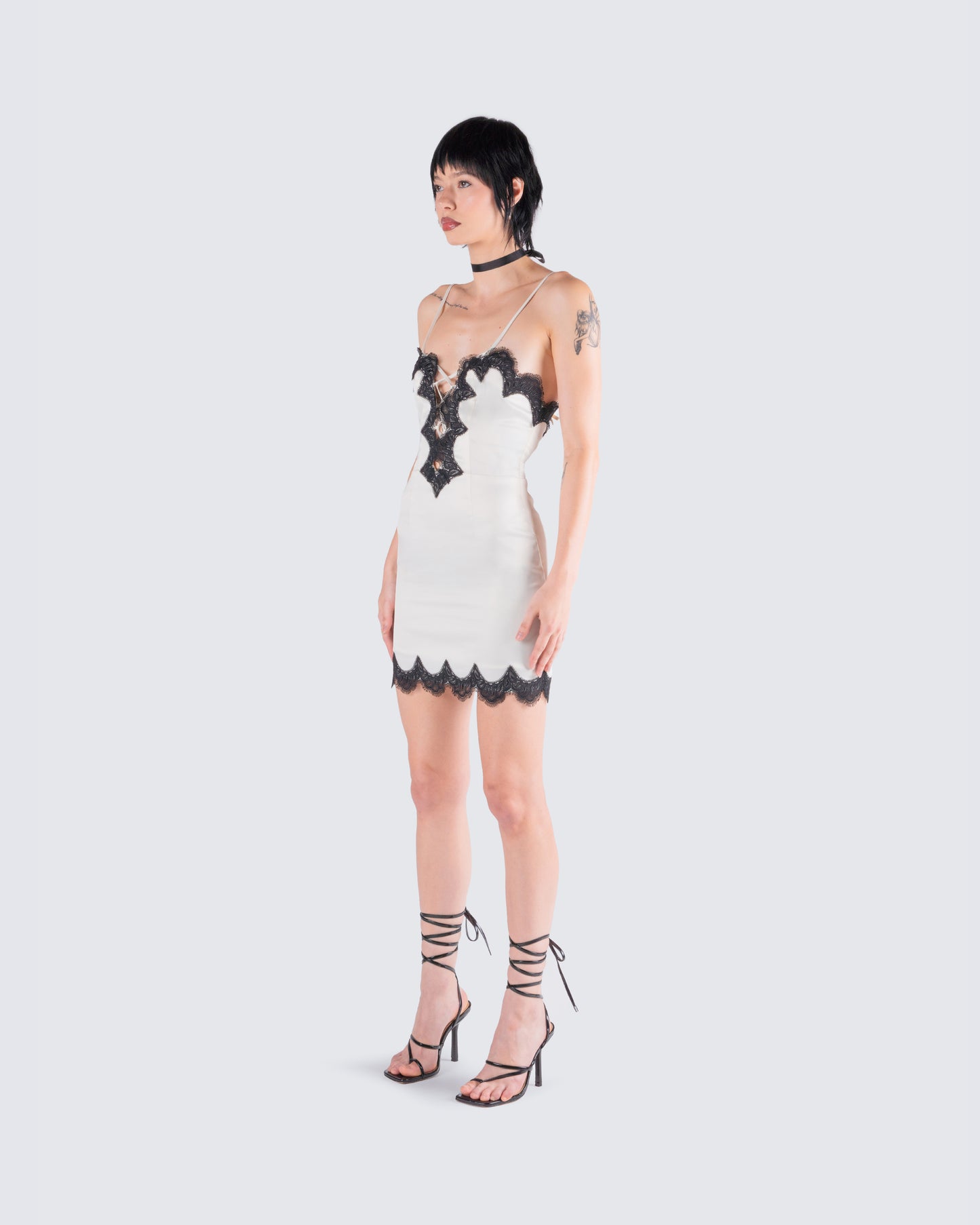 Debbie Ivory Satin Mini Dress