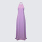 Debri Purple Open Back Halterneck Matt Satin Maxi Dress product front