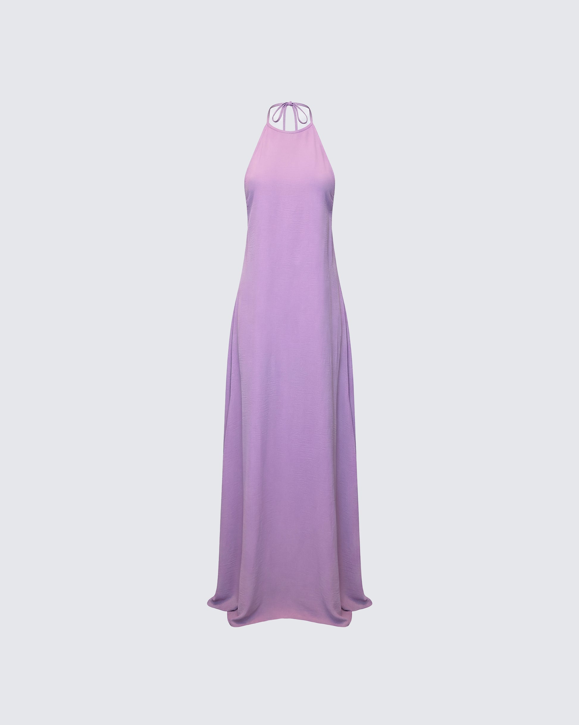 Debri Purple Open Back Halterneck Matt Satin Maxi Dress product front
