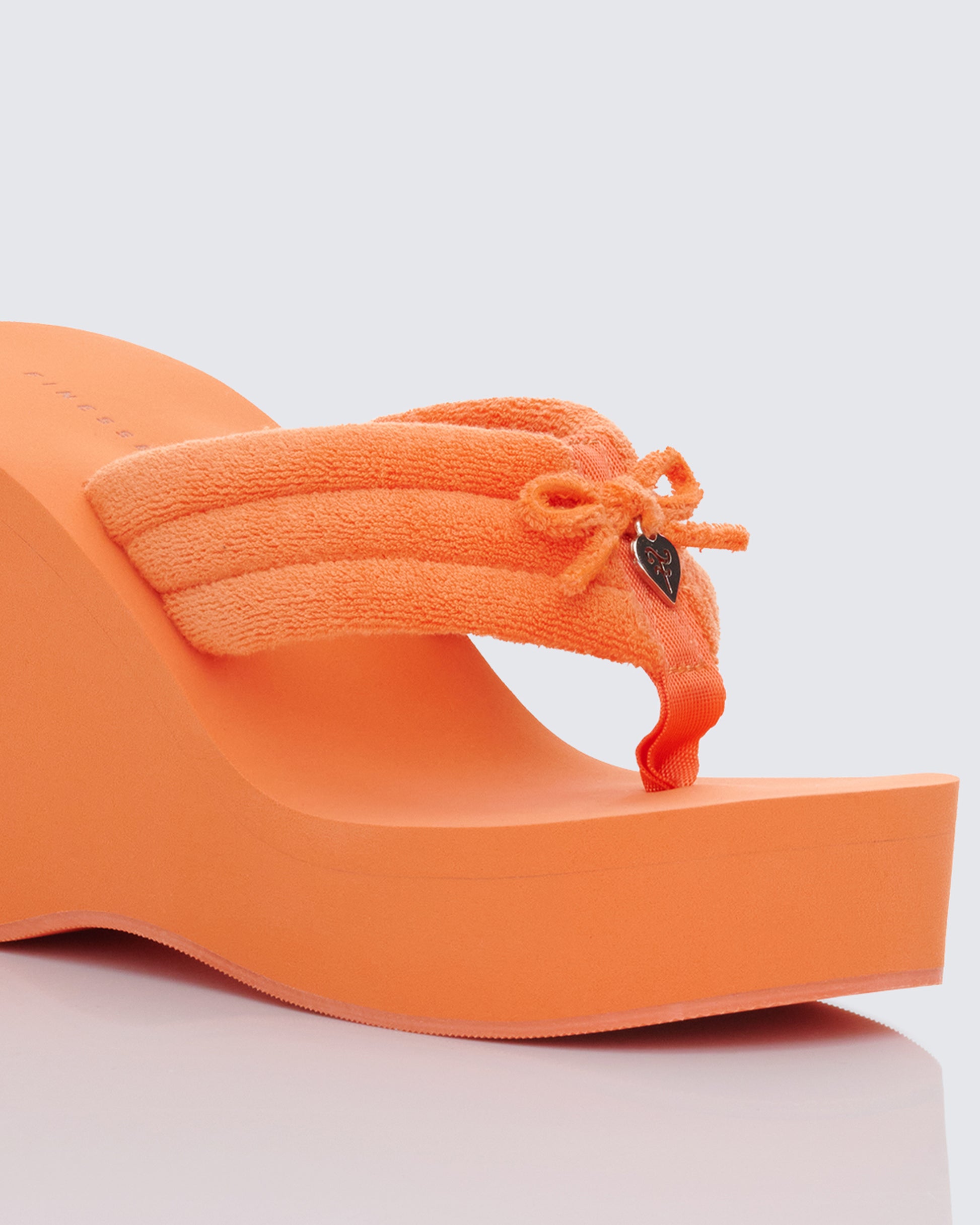 Deema Orange Superstacked Wedge Flip Flop - close up detail