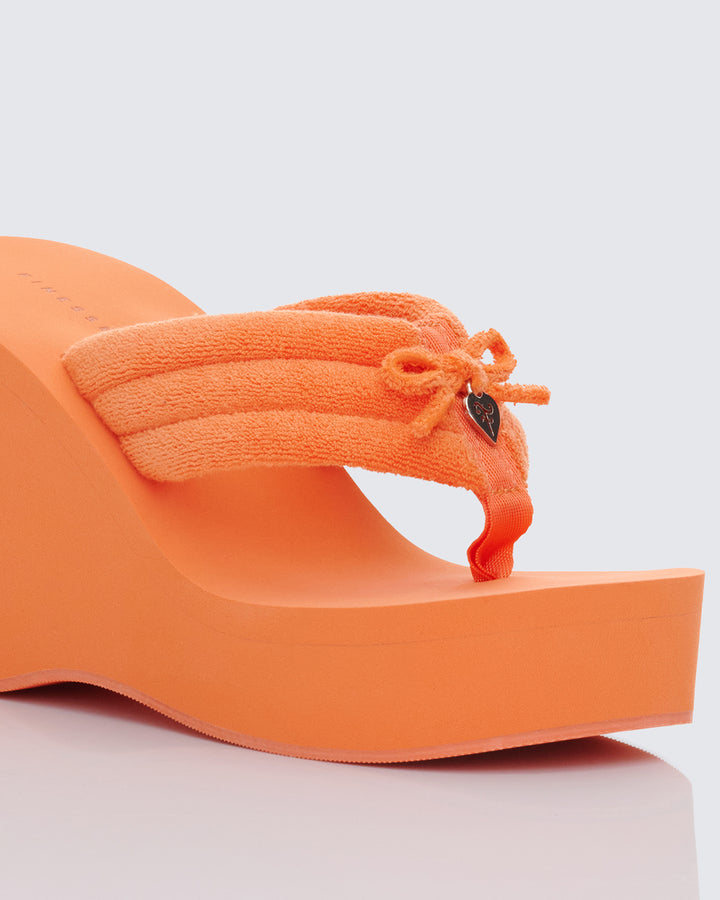 Deema Orange Superstacked Wedge Flip Flop - close up detail