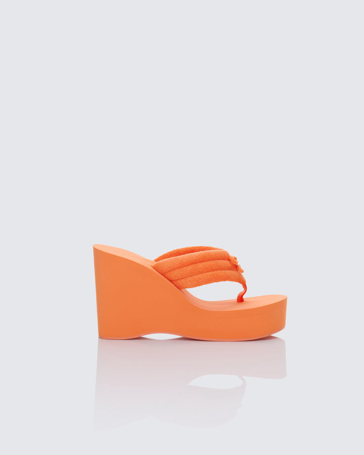 Deema Orange Superstacked Wedge Flip Flop - front view