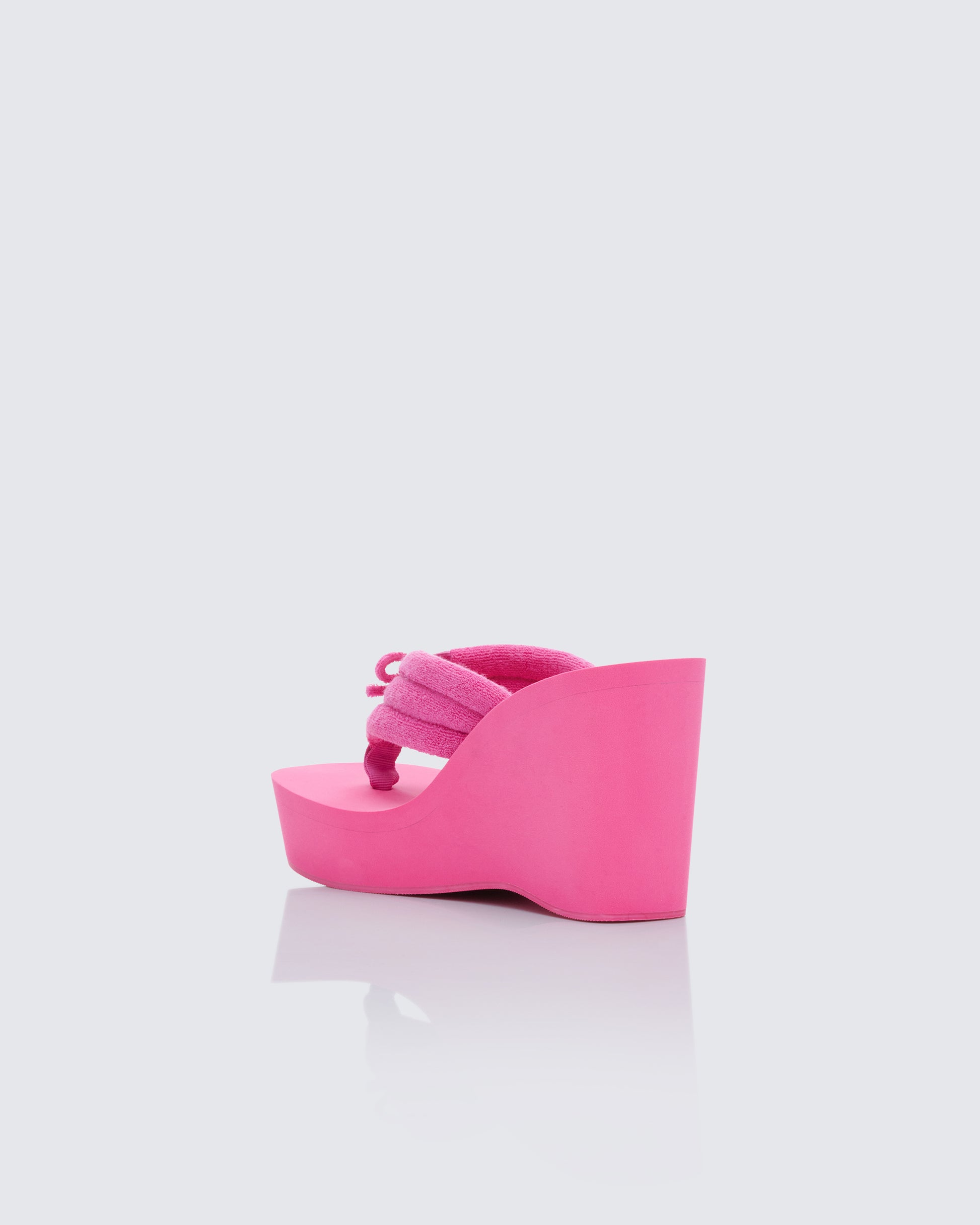 Women's pink wedge sandals styled on model – FINESSE