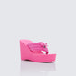Women's pink wedge sandals front view – FINESSE