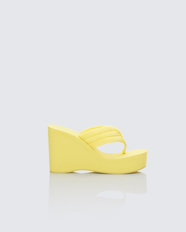 Deema Yellow Superstacked Wedge Flip Flop - front view