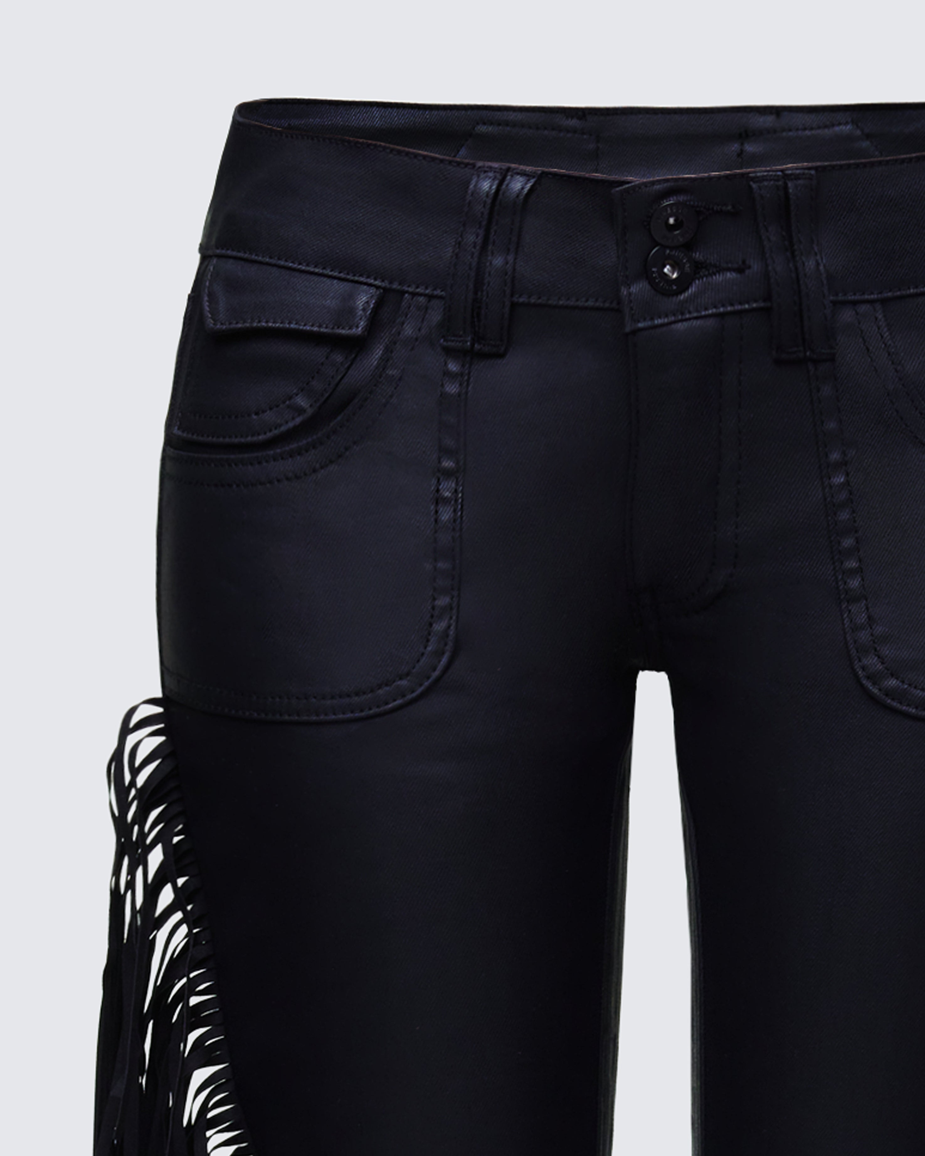パンツ obelisk fringe flared denim black y2k Black Fringe Flare Jeans - Western Style Denim – FINESSE