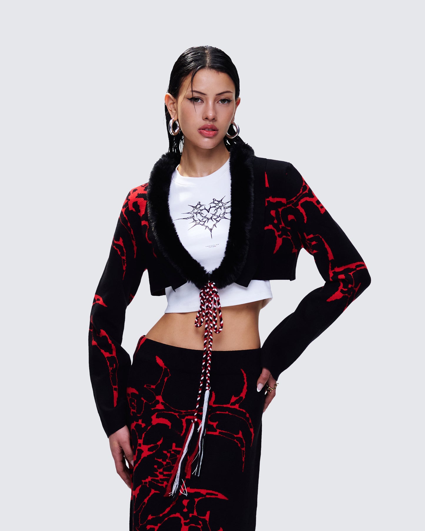 Dena Black Intarsia Knit Shrug