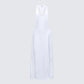 Dessa White Satin Racer Detail Maxi Dress product front