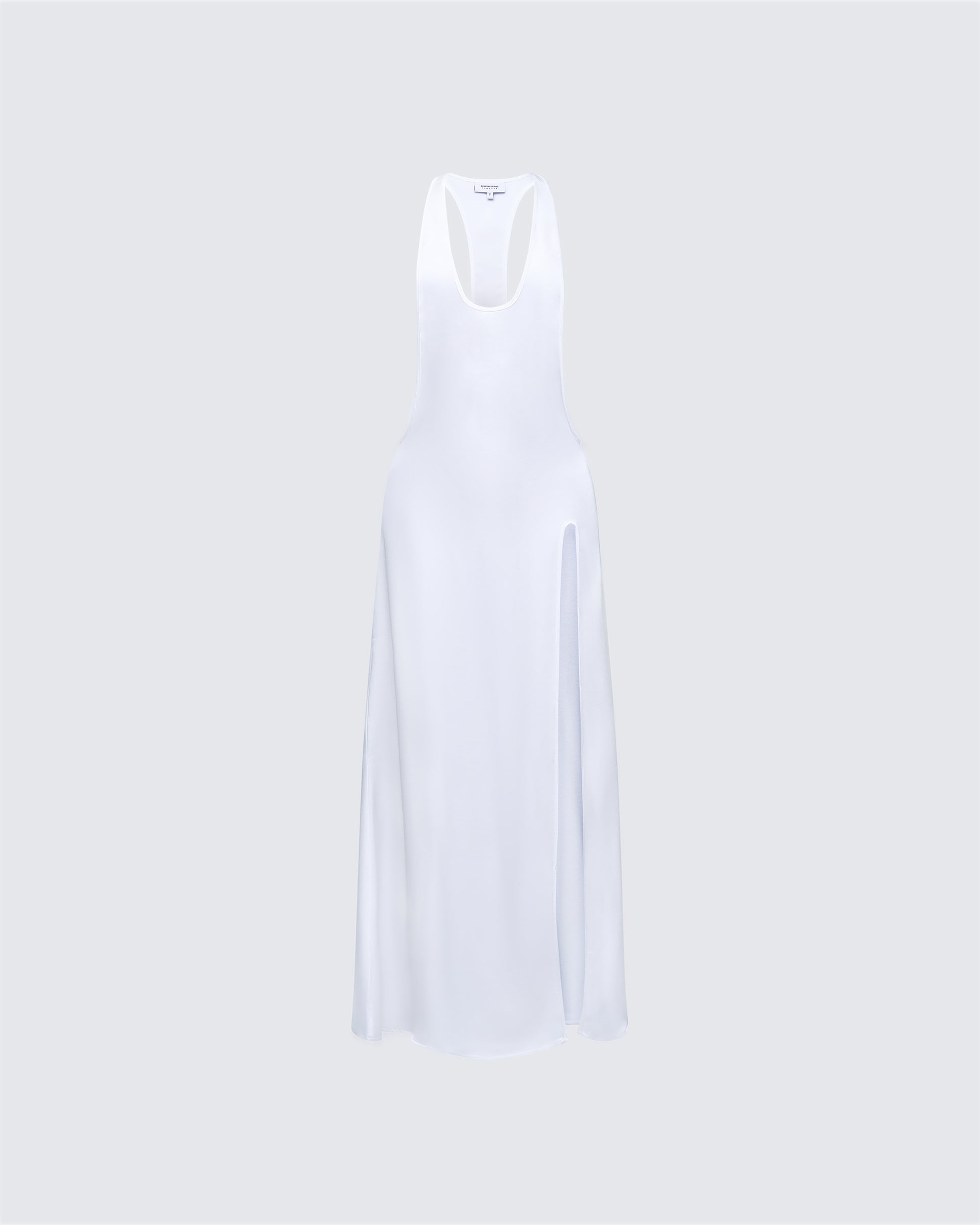 White Satin Maxi Dress - Racerback Summer Wedding FINESSE White Satin Maxi Dress - Racerback Summer Wedding FINESSE