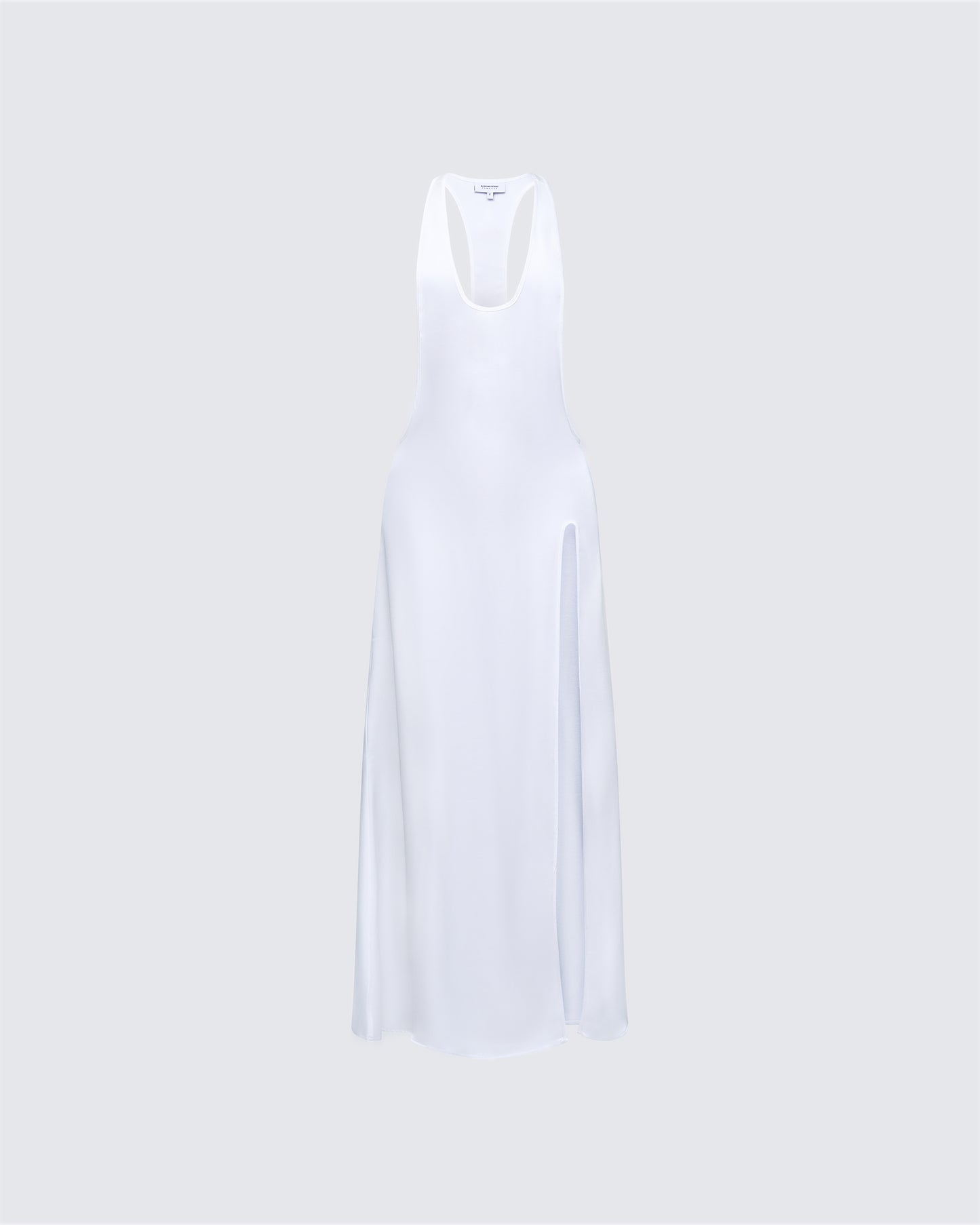 Dessa White Satin Racer Detail Maxi Dress product front