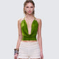 Didi Green Cowl Neck Halter Top