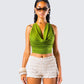 Didi Green Cowl Neck Halter Top