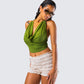 Didi Green Cowl Neck Halter Top