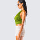 Didi Green Cowl Neck Halter Top