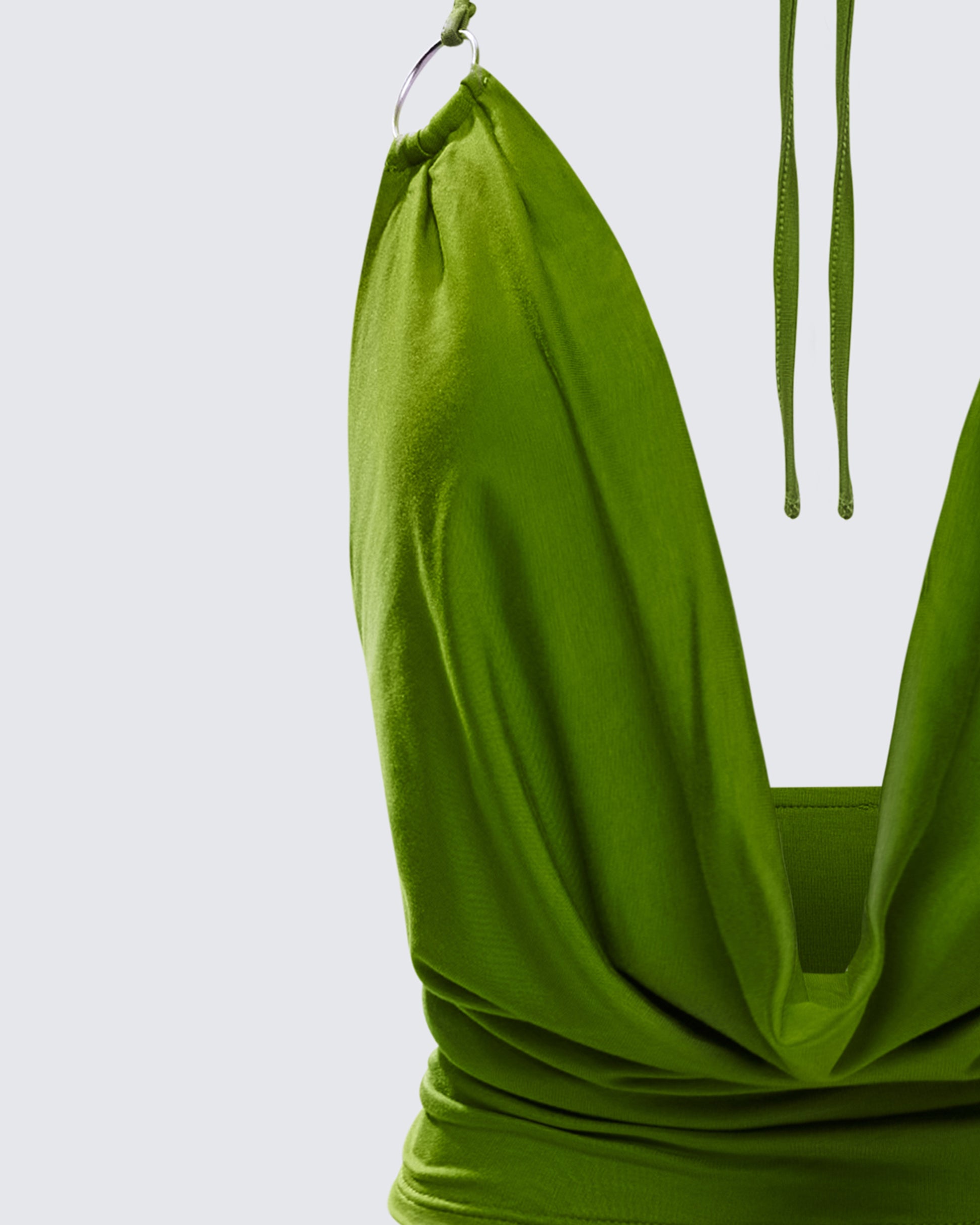 Green Halter Top Cowl Neck Backless Party Top FINESSE Green Halter Top Cowl Neck Backless Party Top FINESSE