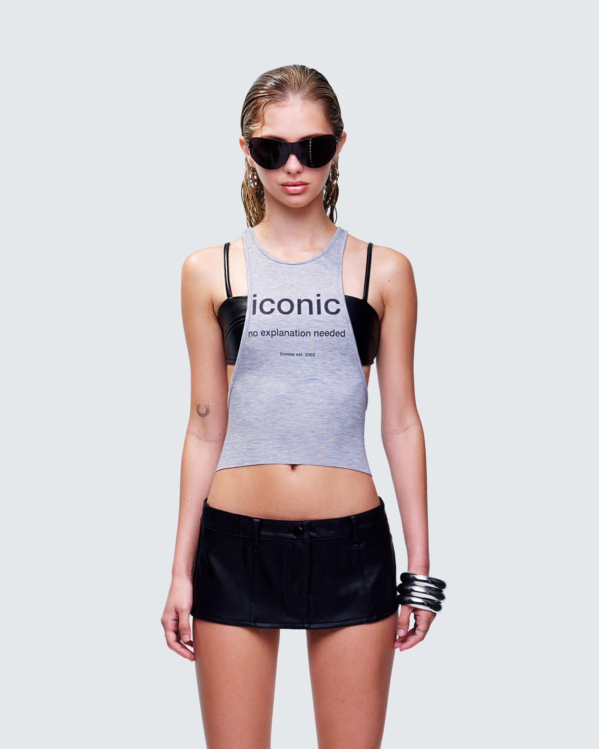 Dido Grey Marl Cutaway Graphic Tank model front