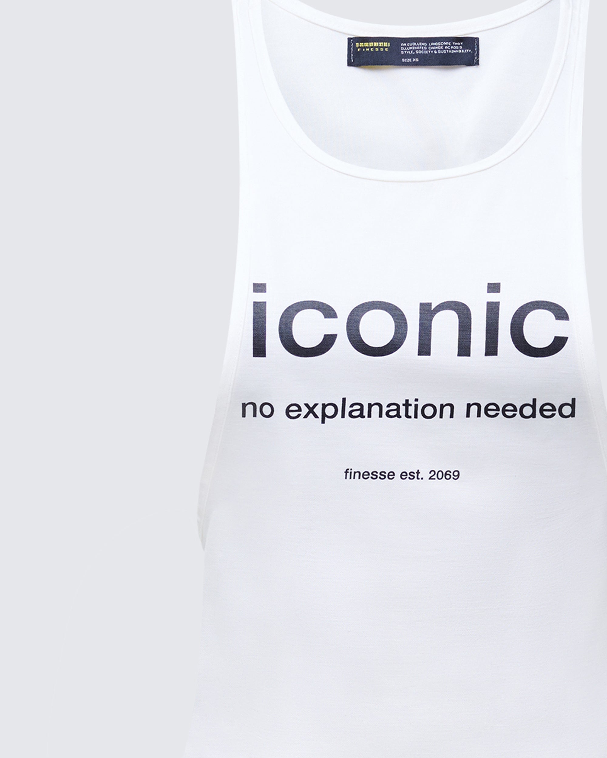 White Graphic Tank Top - Scoop Neck Cotton Blend – FINESSE
