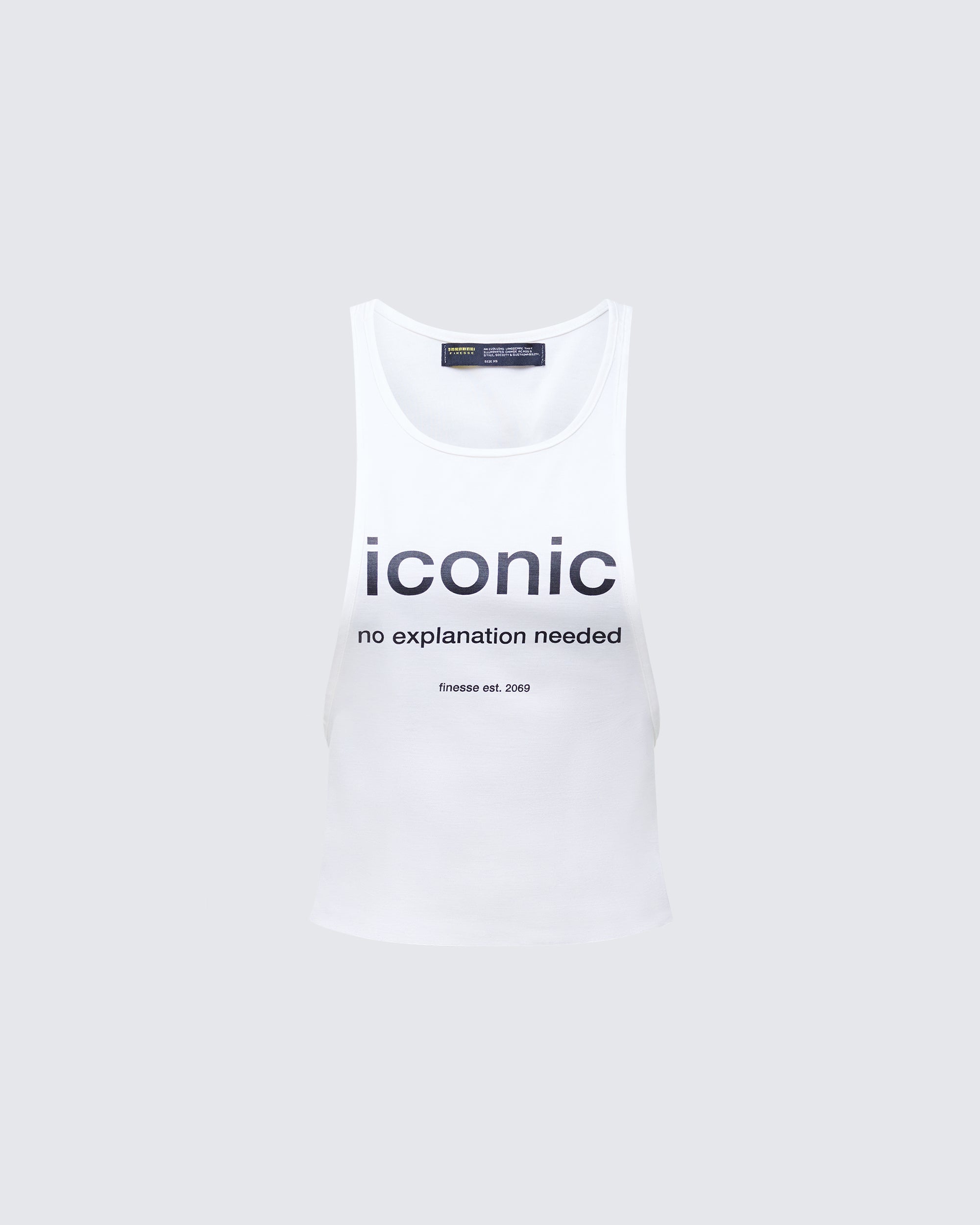 White Graphic Tank Top - Scoop Neck Cotton Blend – FINESSE