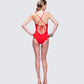Dimah Red Ruched Frill Swimsuit
