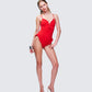 Dimah Red Ruched Frill Swimsuit