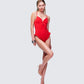 Dimah Red Ruched Frill Swimsuit