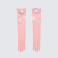 Diorre Pink Mesh Opera Glove With Corsage product front