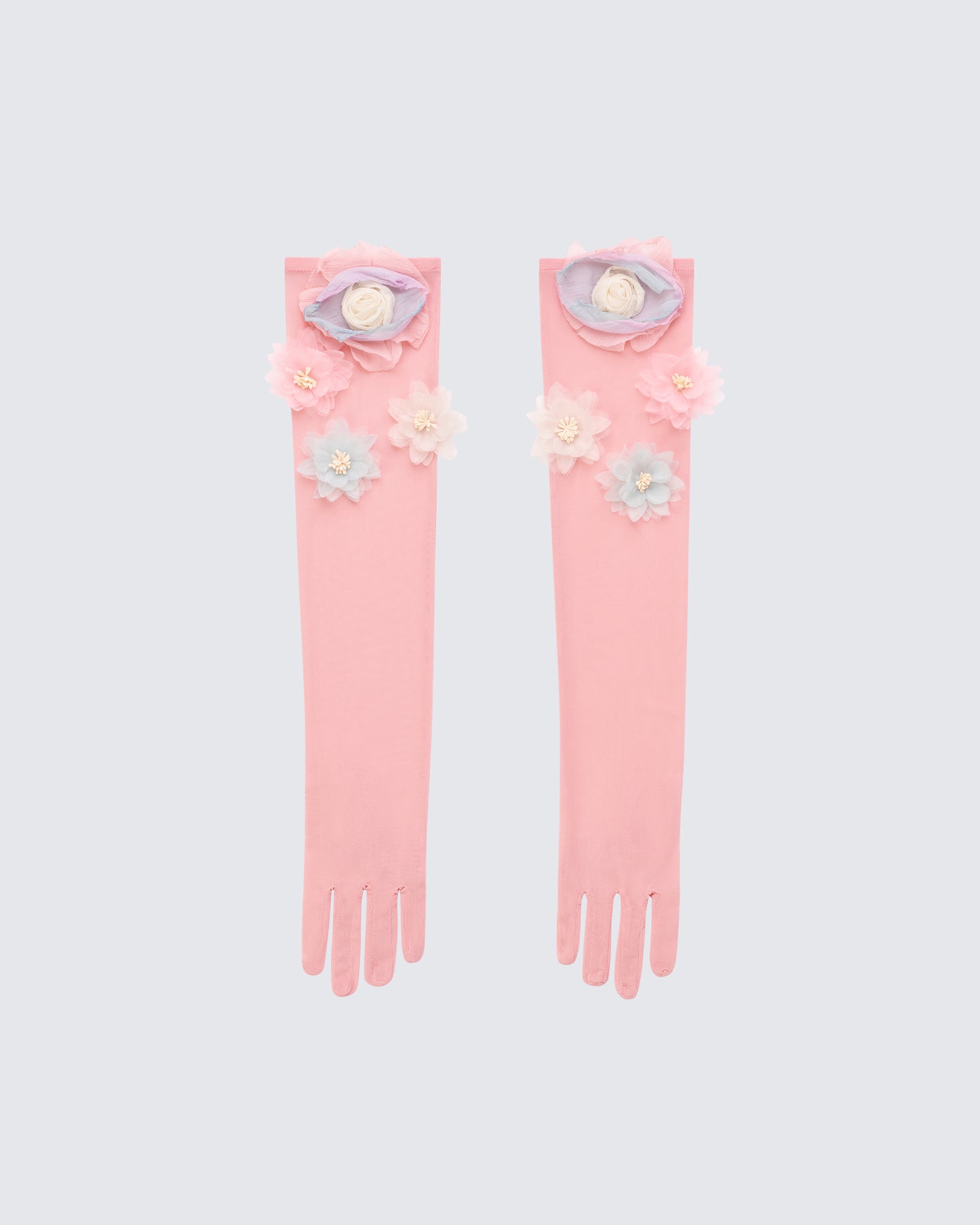 Diorre Pink Mesh Opera Glove With Corsage product front