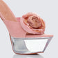 Disha Pink Corsage Pointed Platform Mules