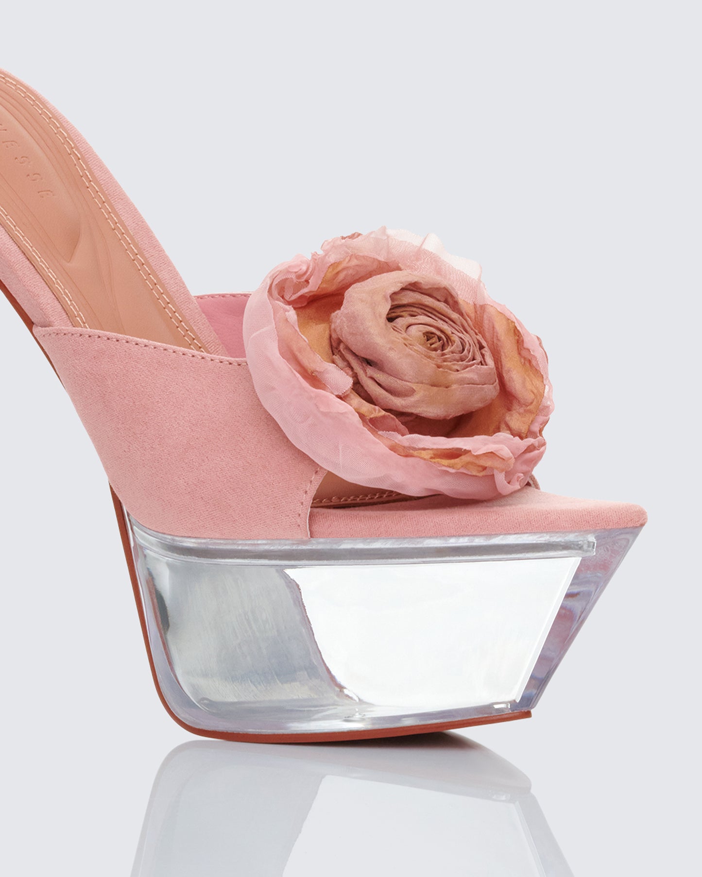 Disha Pink Corsage Pointed Platform Mules