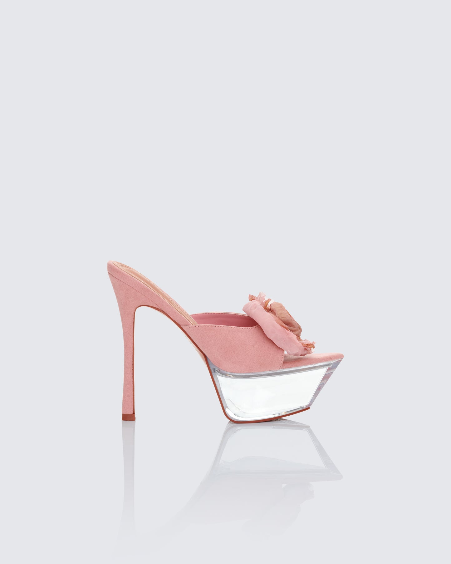 Disha Pink Corsage Pointed Platform Mules