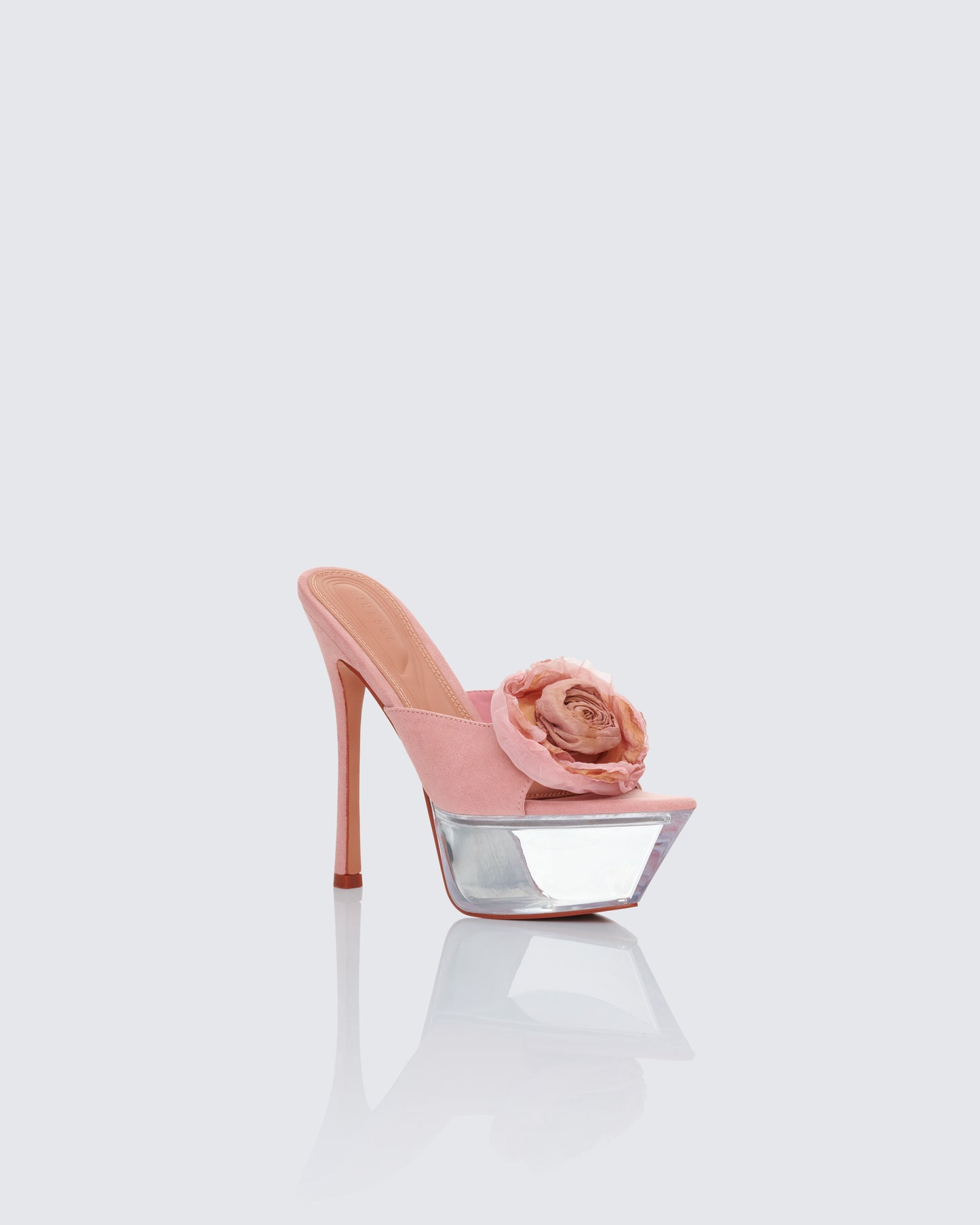 Disha Pink Corsage Pointed Platform Mules