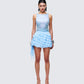 Women's blue matching set styled on model – FINESSE