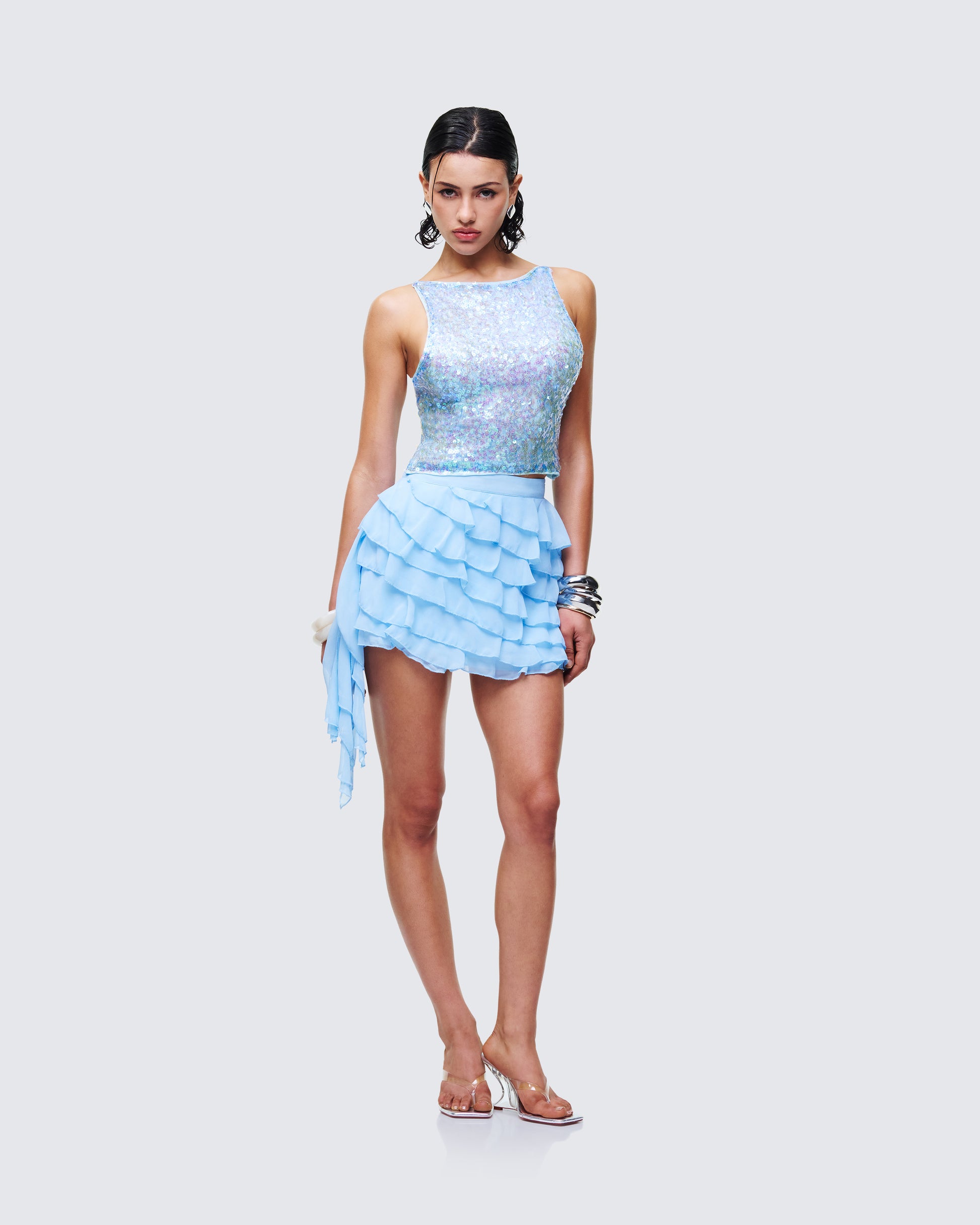 Women's blue matching set alternate angle – FINESSE
