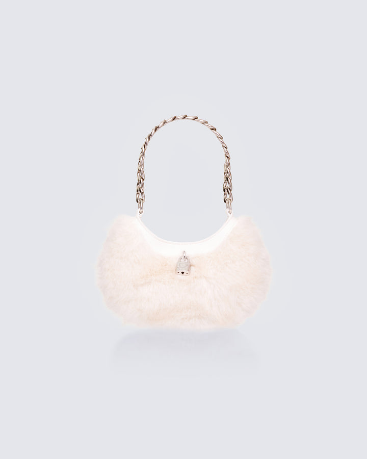 Dora White Fur Lock Bag product front