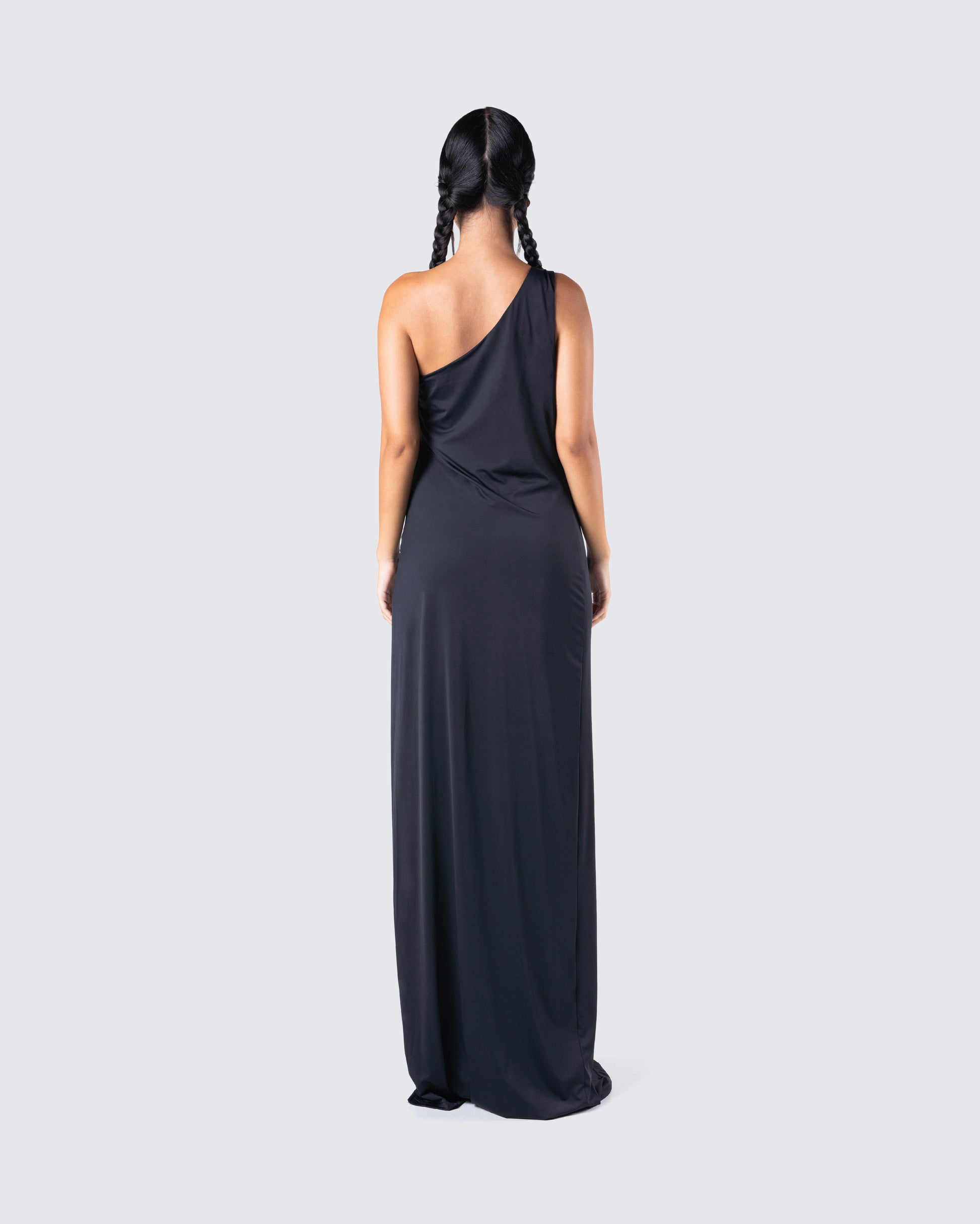Black One Shoulder Maxi Dress - Cutout Formal Gown FINESSE Black One Shoulder Maxi Dress - Cutout Formal Gown FINESSE