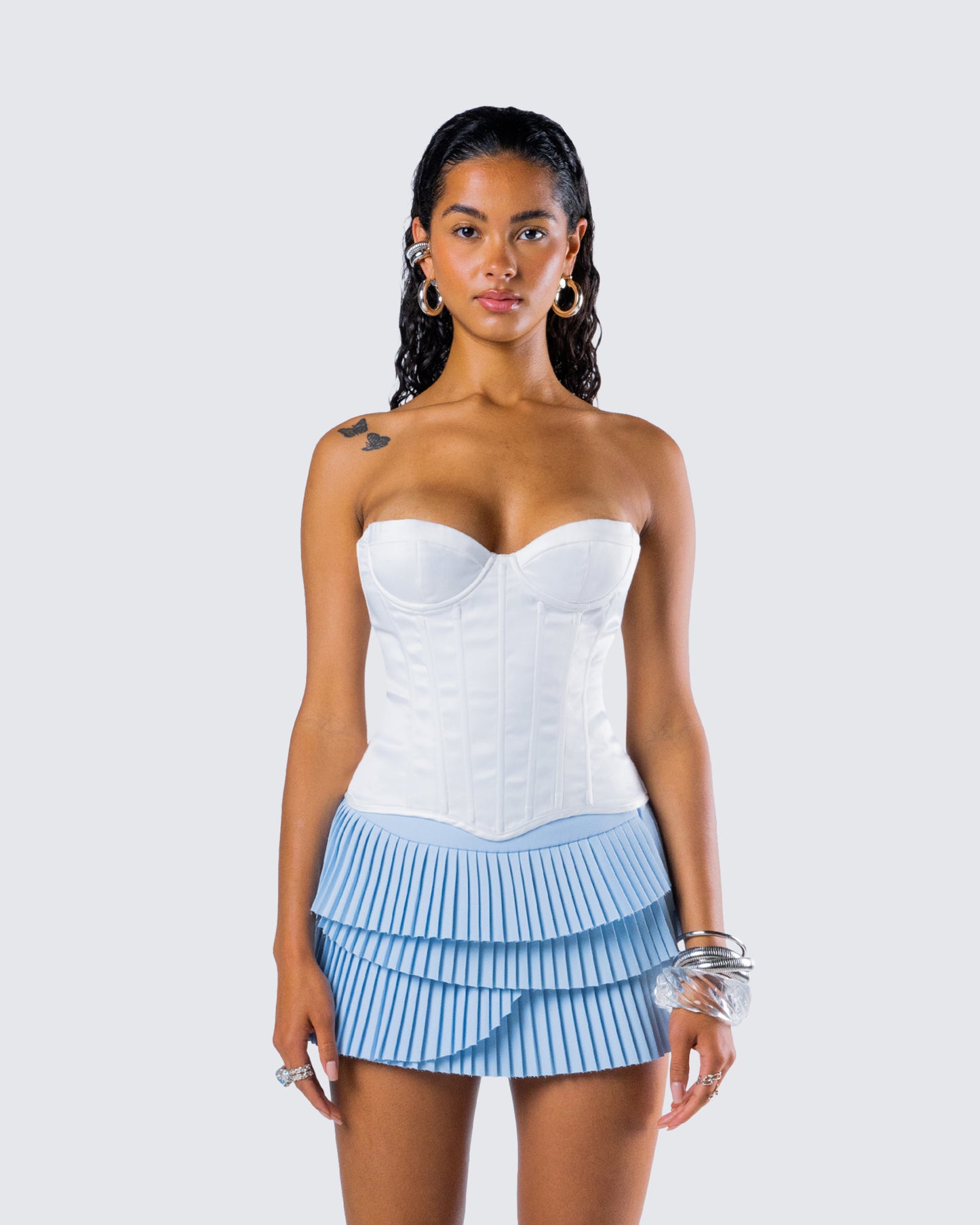 Dory White Satin Corset Top