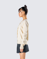 PIECES dam cardigan PCANNA - Dove Silver Glitter Bow