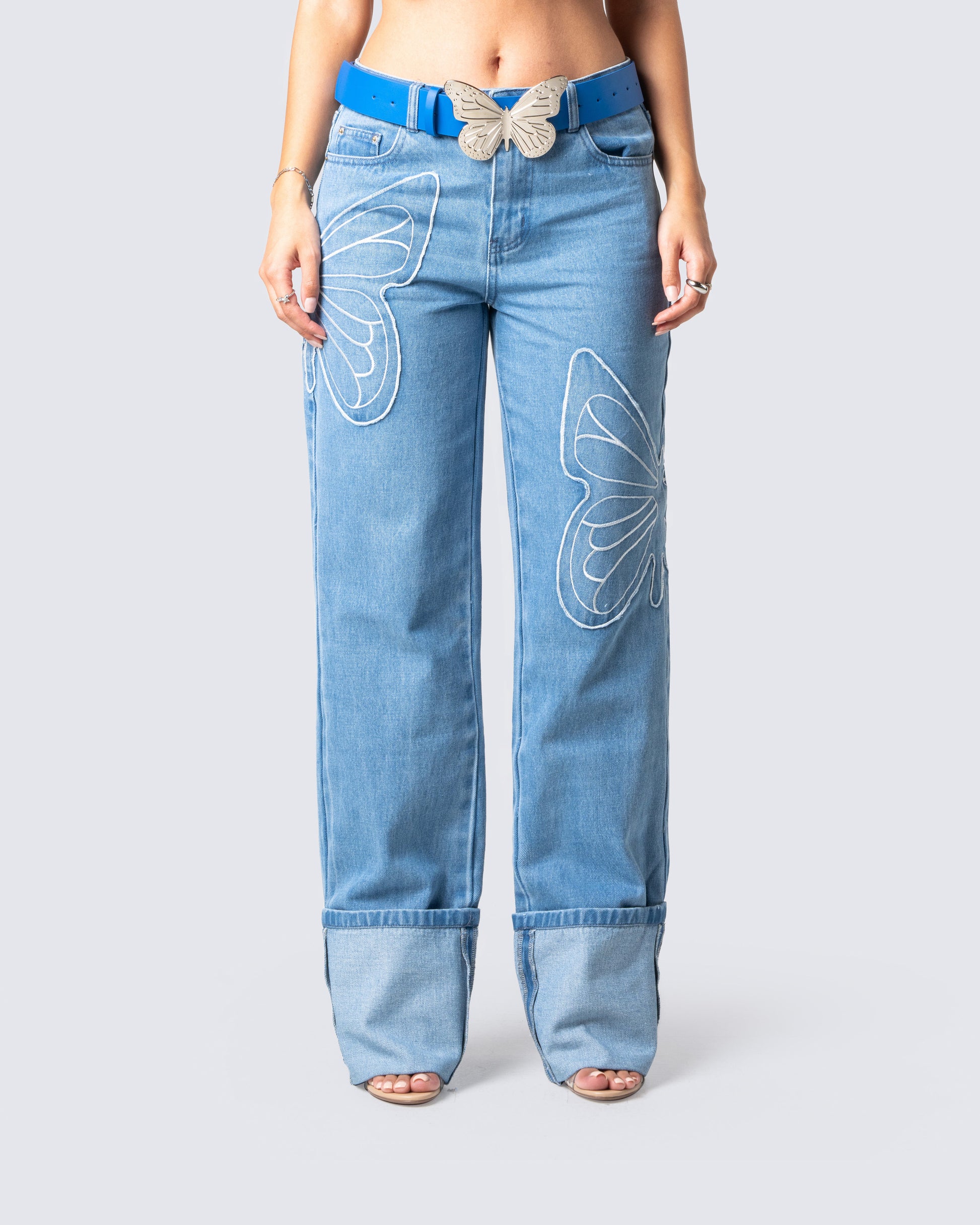 Suzie Blue Butterfly Denim Pant – FINESSE