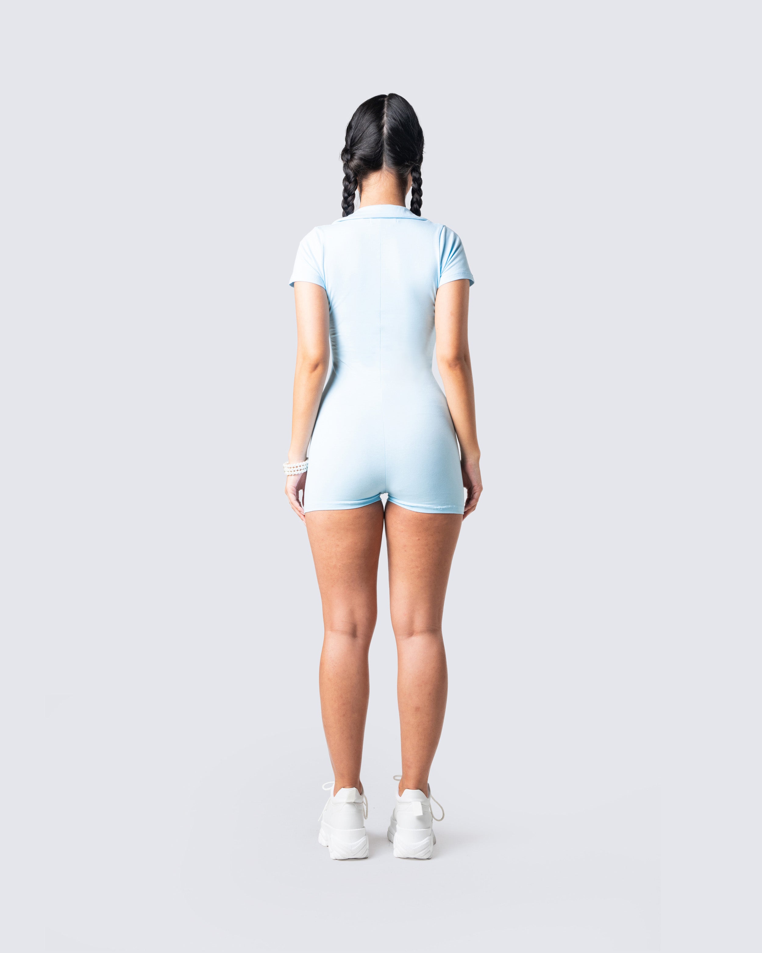 Jeane Marie Blue Mini Rib Romper