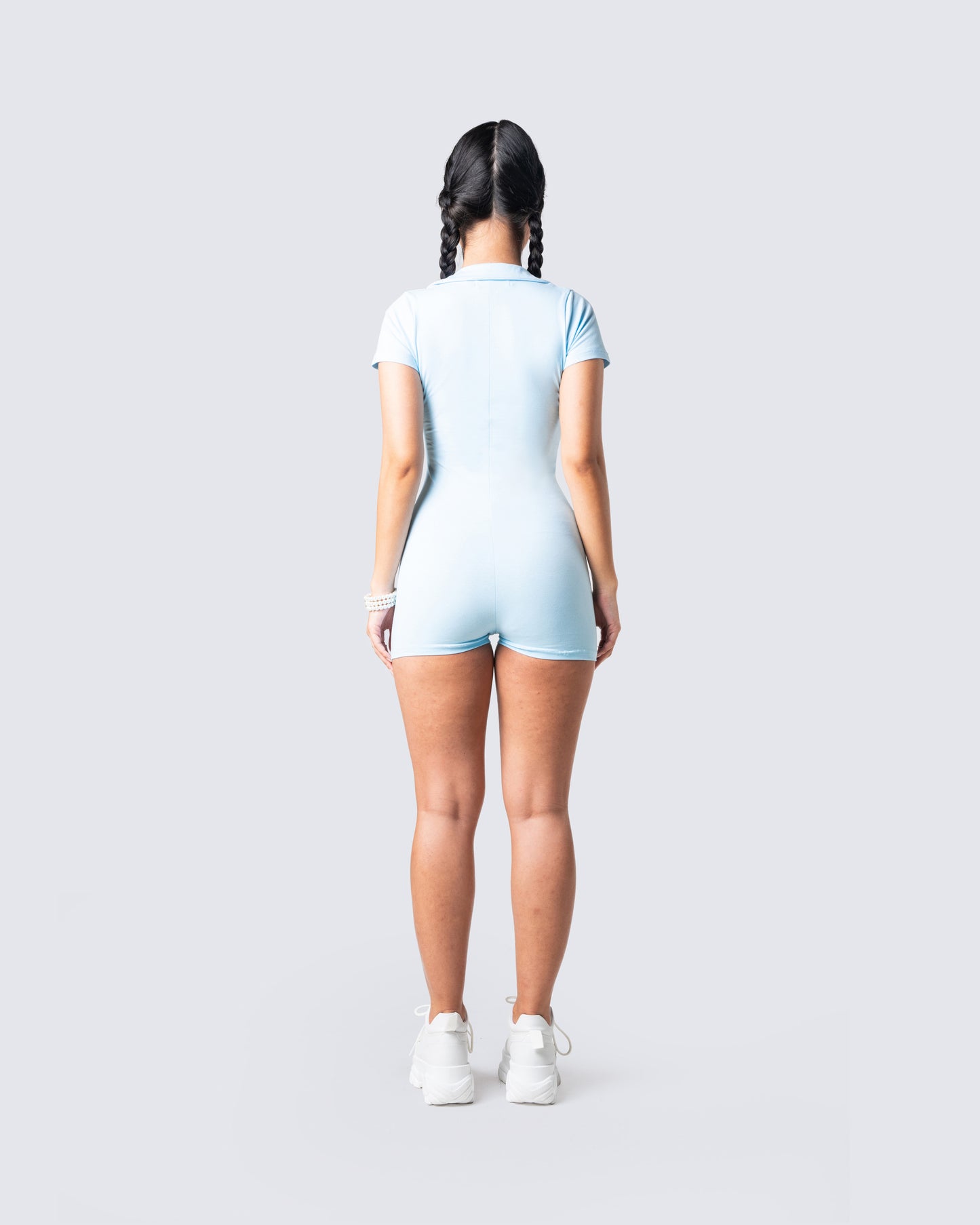 Jeane Marie Blue Mini Rib Romper