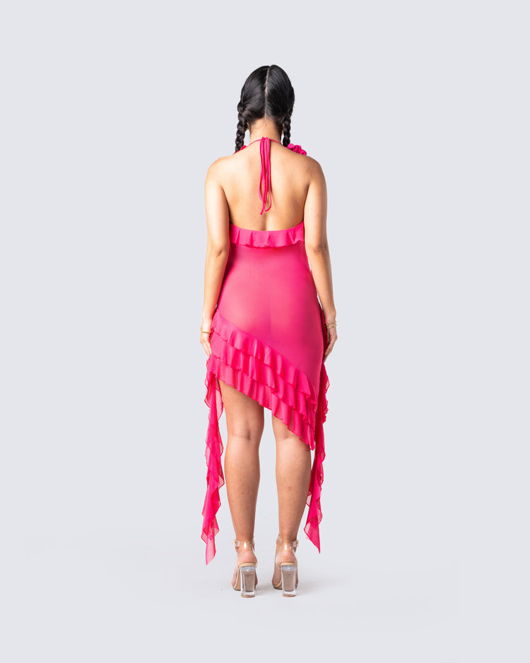 Christine Pink Ruffled Mini Dress