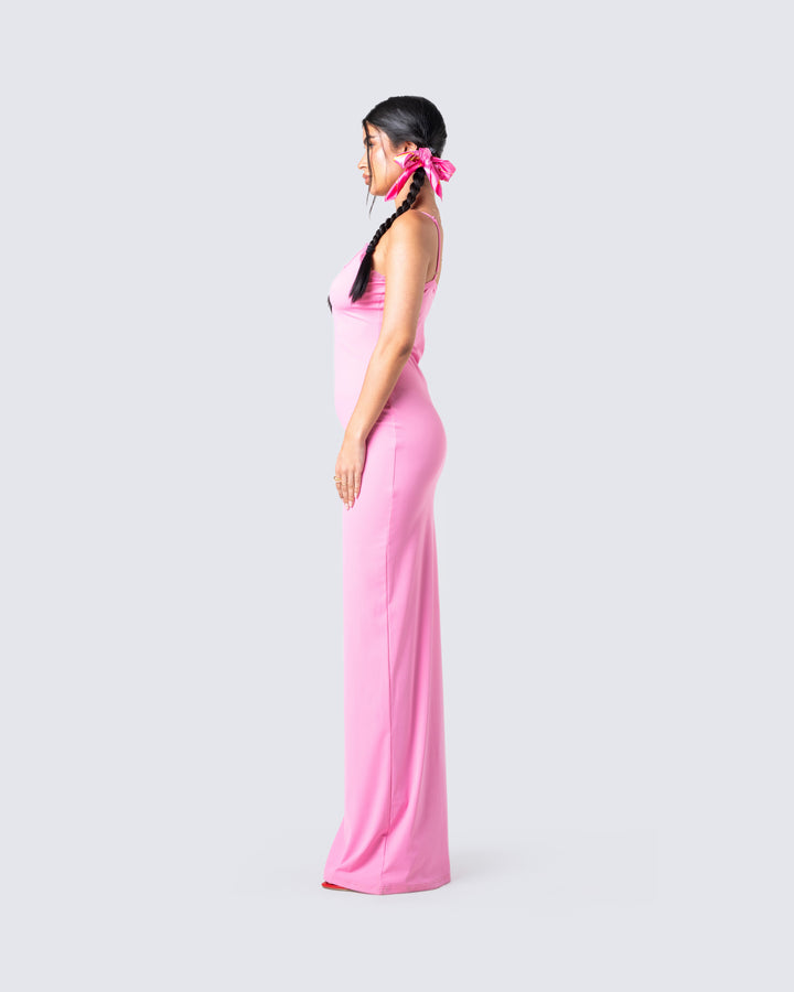 Women's pink maxi dress alternate angle – FINESSE
