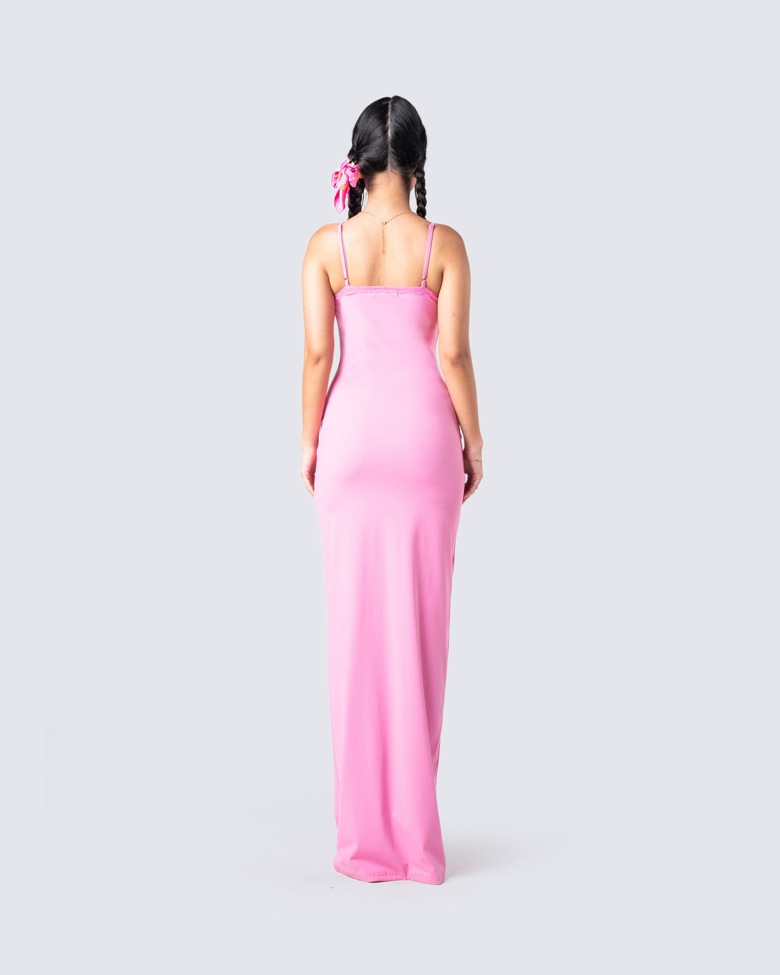 Pink fitted maxi dress fashion