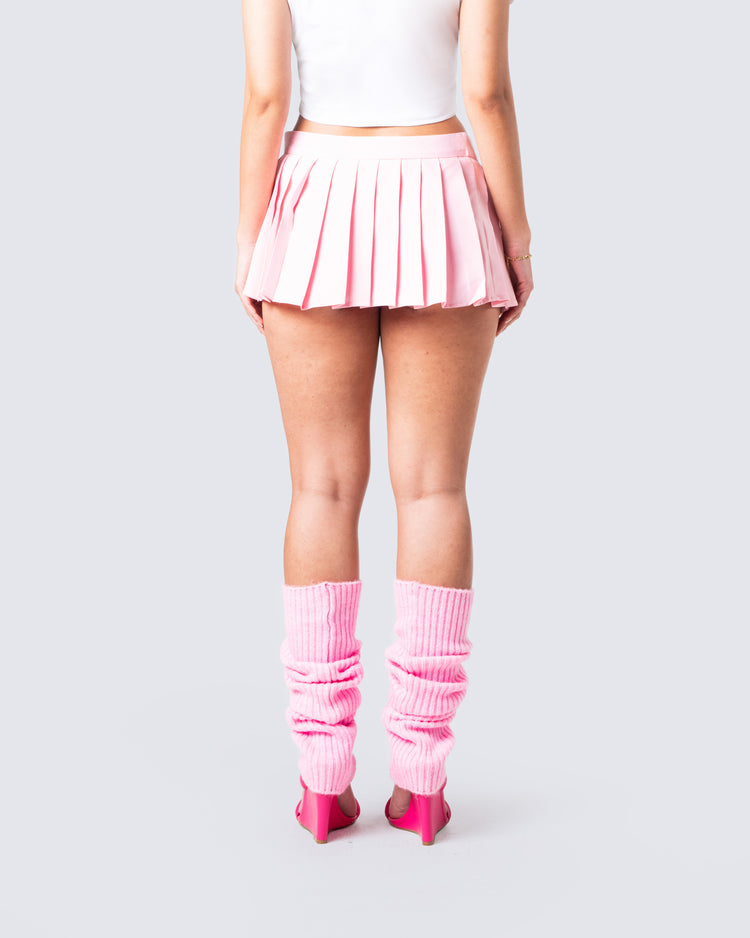 Uma Pink Micro Mini Pleated Skort