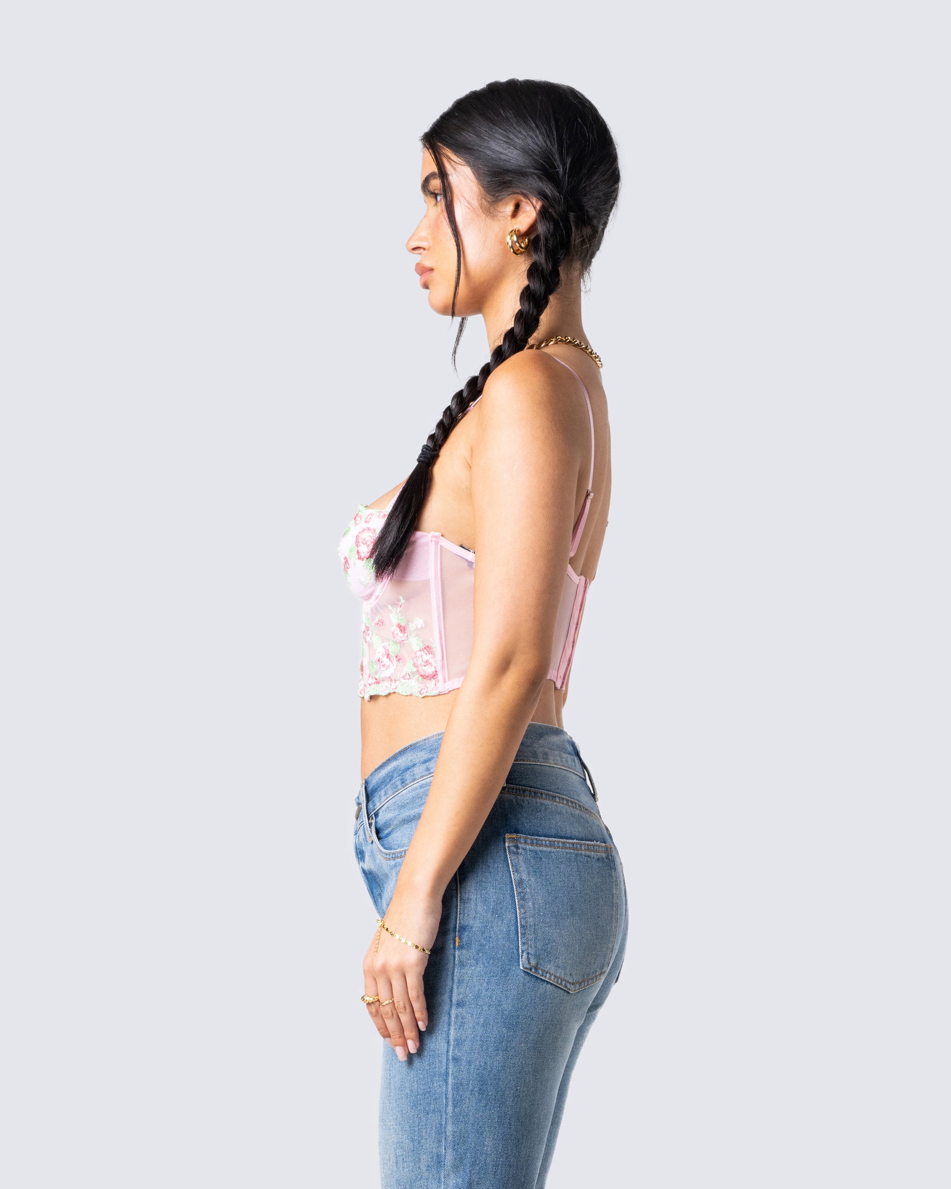 Olivia Pink Flower Corset Top – FINESSE