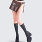 Lu Brown Vegan Leather Mini Skirt