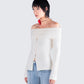 Zo Ivory Off Shoulder Sweater Top